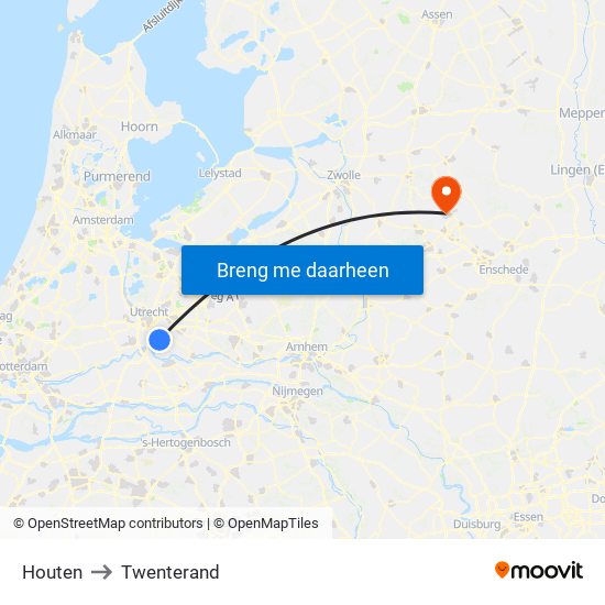 Houten to Twenterand map