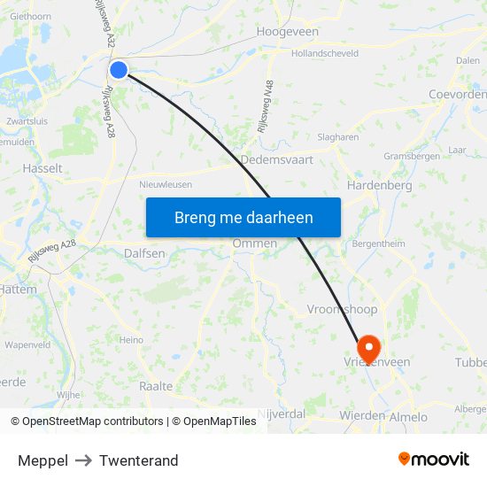 Meppel to Twenterand map