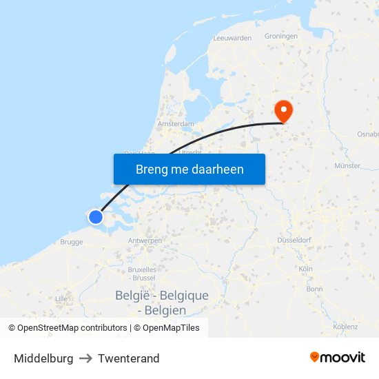 Middelburg to Twenterand map