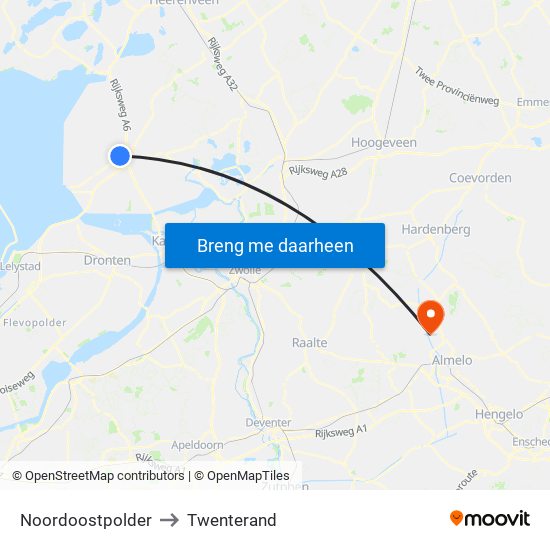 Noordoostpolder to Twenterand map