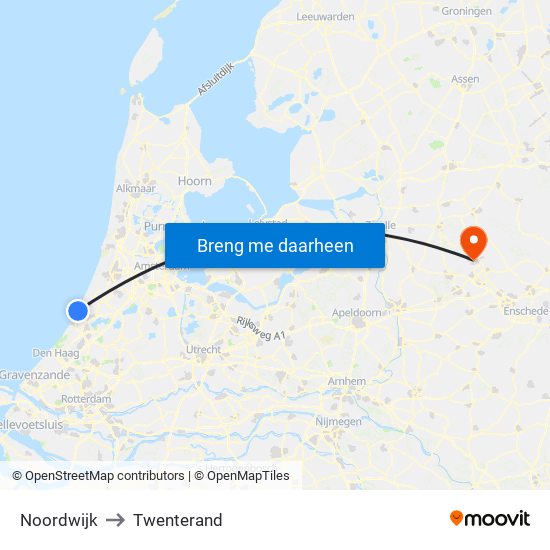 Noordwijk to Twenterand map