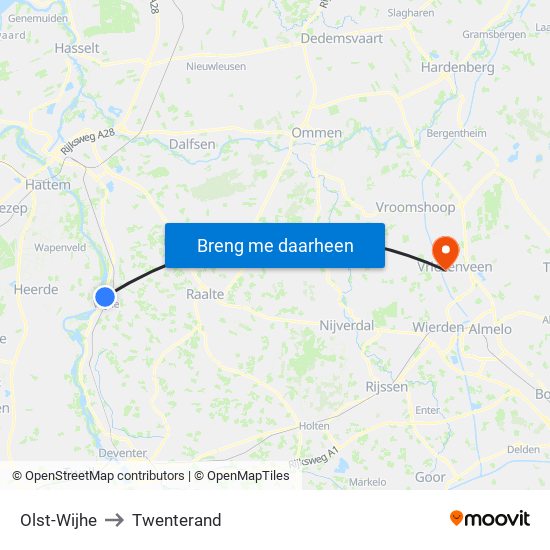 Olst-Wijhe to Twenterand map