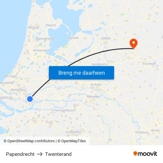 Papendrecht to Twenterand map