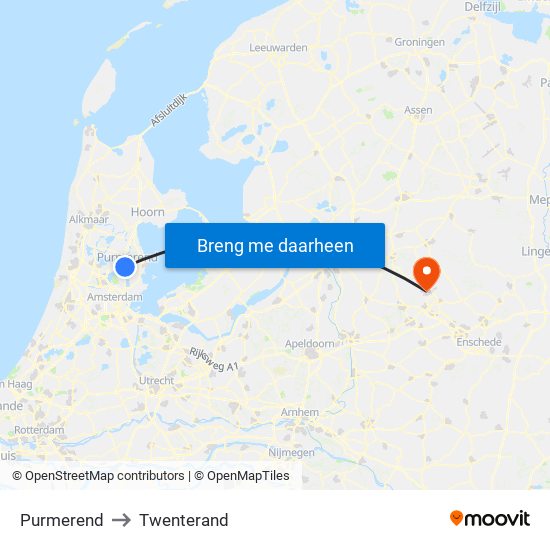 Purmerend to Twenterand map