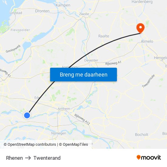 Rhenen to Twenterand map