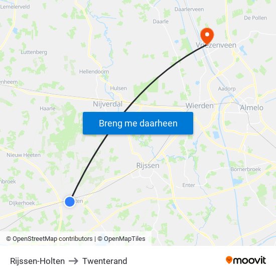 Rijssen-Holten to Twenterand map