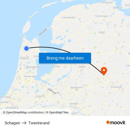 Schagen to Twenterand map