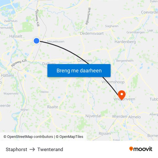 Staphorst to Twenterand map