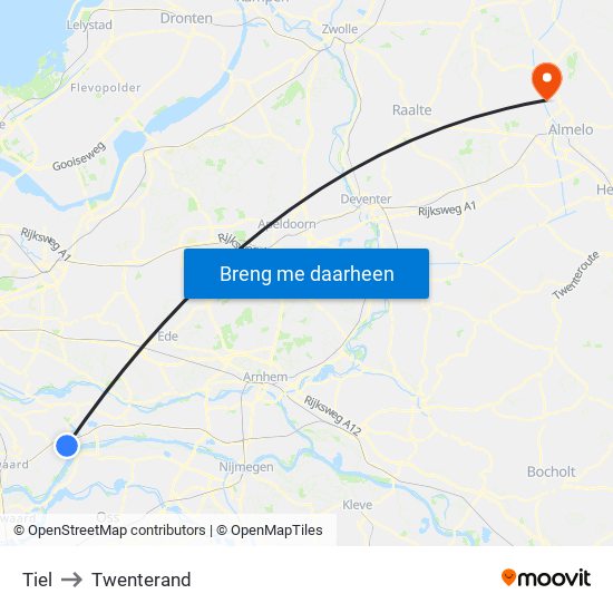 Tiel to Twenterand map