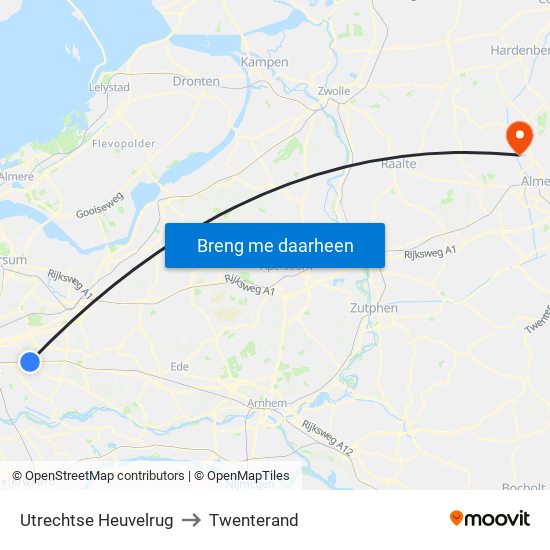 Utrechtse Heuvelrug to Twenterand map