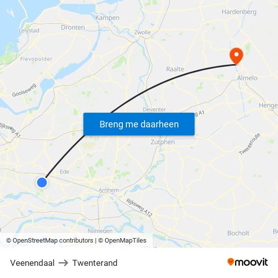 Veenendaal to Twenterand map