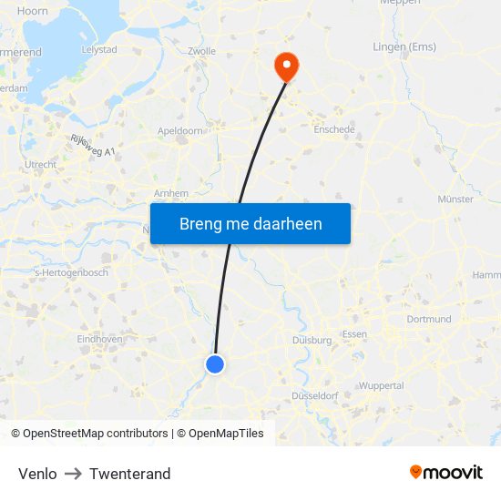 Venlo to Twenterand map