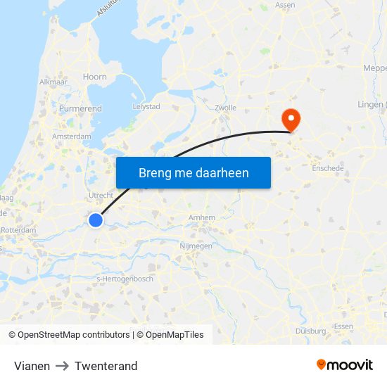 Vianen to Twenterand map