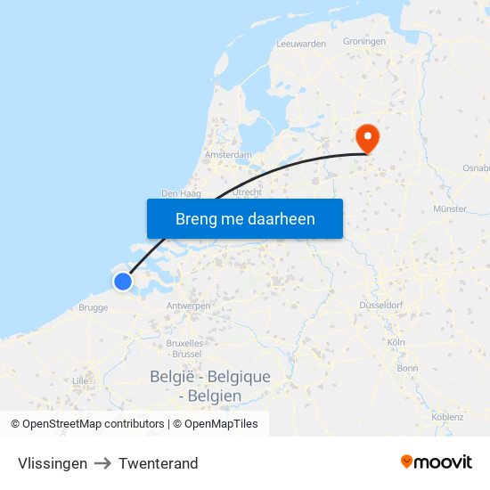 Vlissingen to Twenterand map