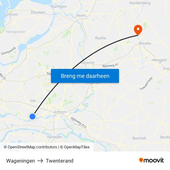 Wageningen to Twenterand map