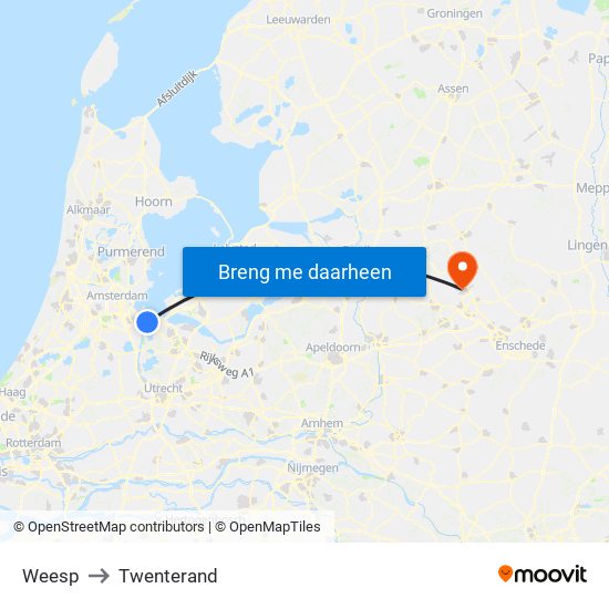Weesp to Twenterand map