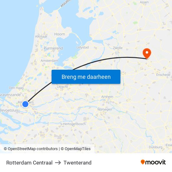 Rotterdam Centraal to Twenterand map