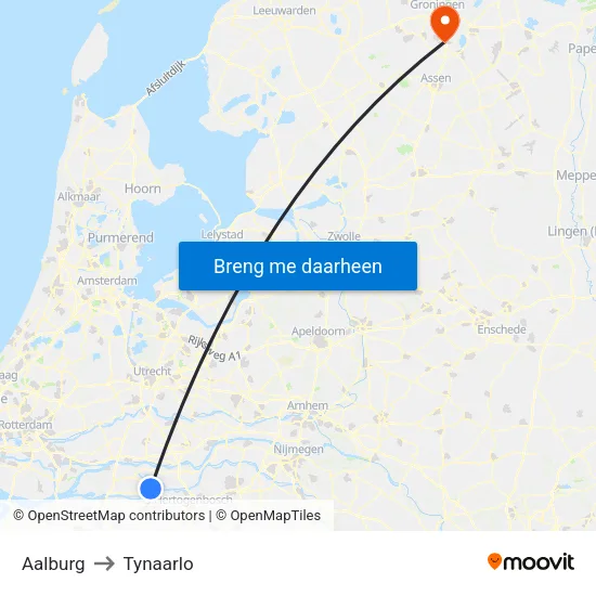 Aalburg to Tynaarlo map