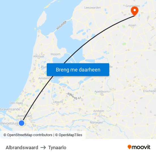 Albrandswaard to Tynaarlo map