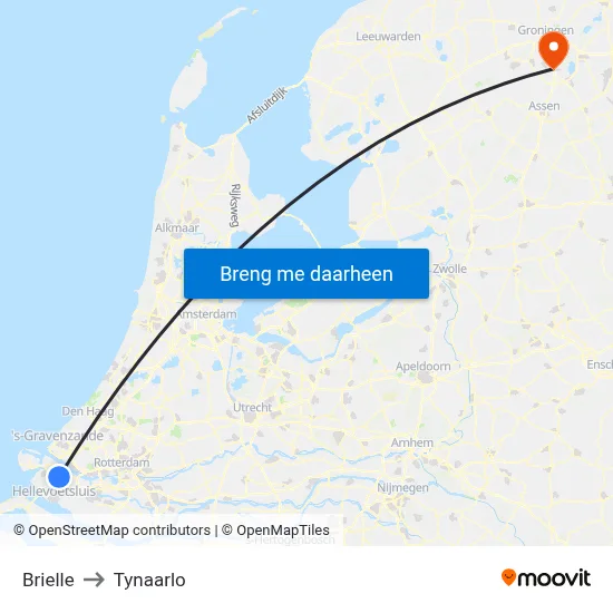 Brielle to Tynaarlo map