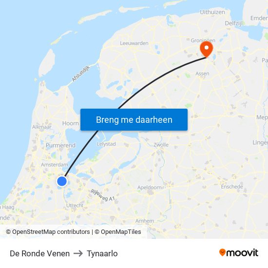 De Ronde Venen to Tynaarlo map