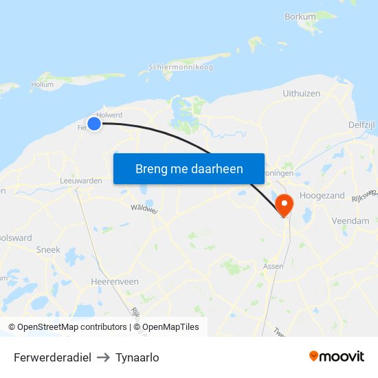Ferwerderadiel to Tynaarlo map