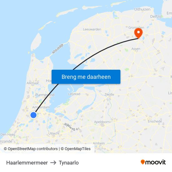 Haarlemmermeer to Tynaarlo map