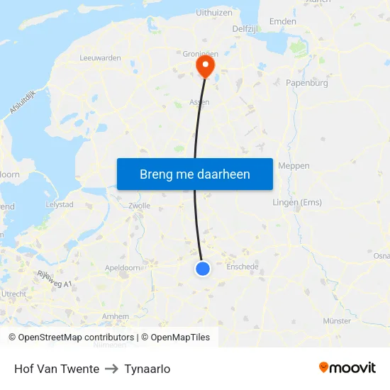 Hof Van Twente to Tynaarlo map