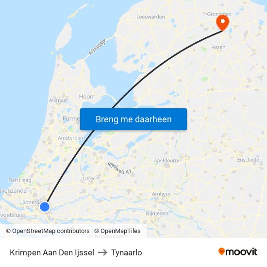 Krimpen Aan Den Ijssel to Tynaarlo map