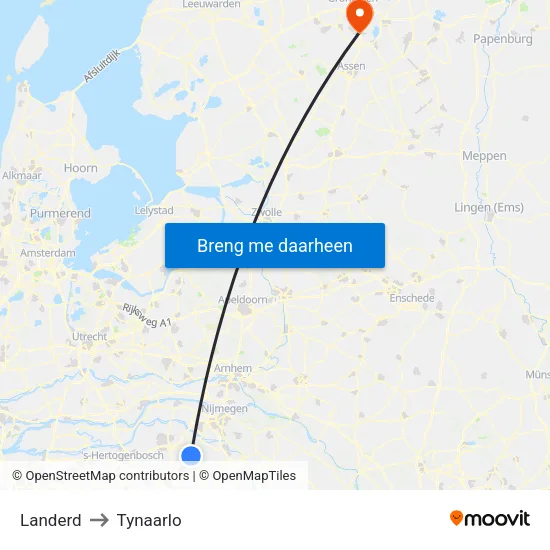 Landerd to Tynaarlo map