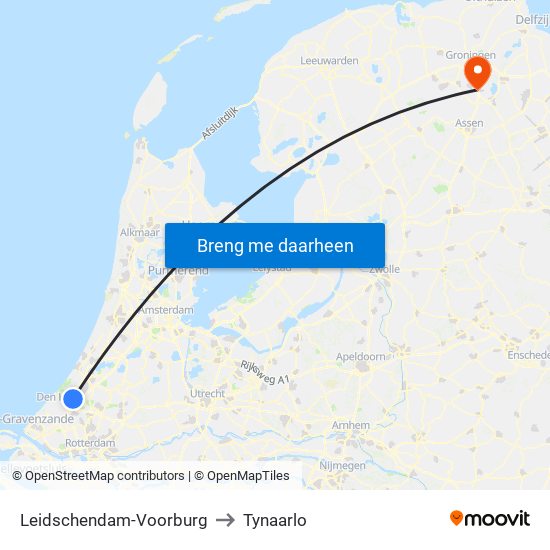 Leidschendam-Voorburg to Tynaarlo map