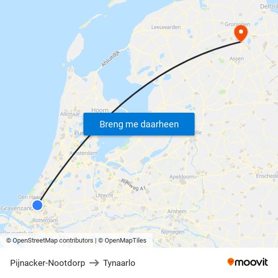 Pijnacker-Nootdorp to Tynaarlo map