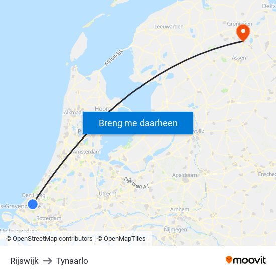 Rijswijk to Tynaarlo map