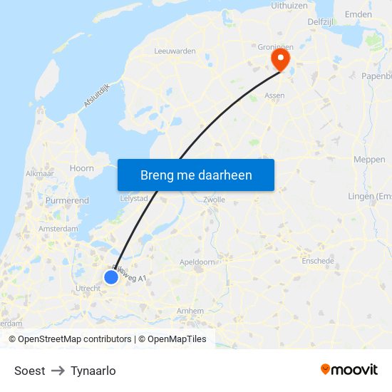 Soest to Tynaarlo map