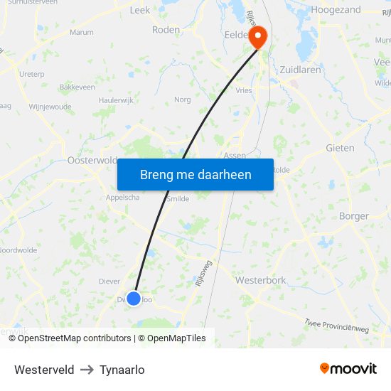 Westerveld to Tynaarlo map