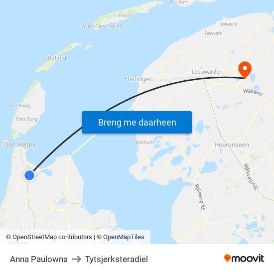 Anna Paulowna to Tytsjerksteradiel map