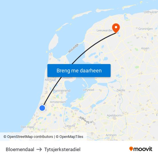 Bloemendaal to Tytsjerksteradiel map