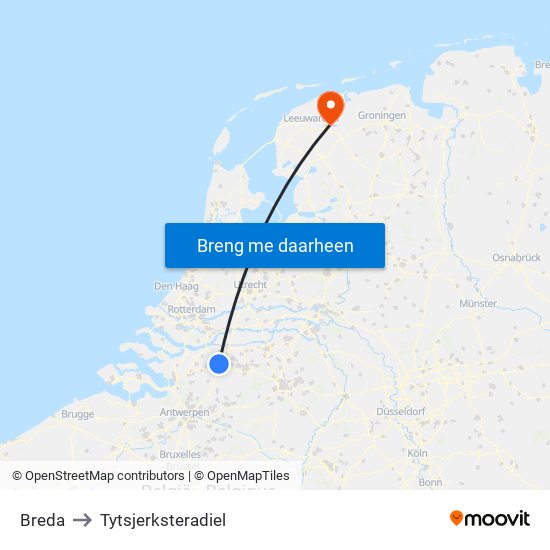 Breda to Tytsjerksteradiel map