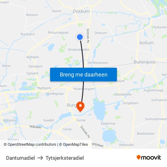 Dantumadiel to Tytsjerksteradiel map