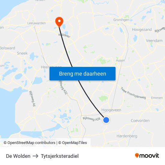 De Wolden to Tytsjerksteradiel map