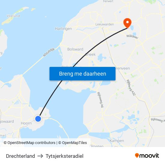 Drechterland to Tytsjerksteradiel map