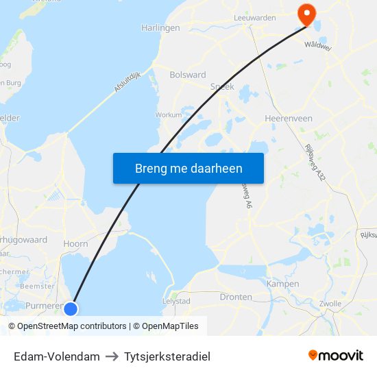 Edam-Volendam to Tytsjerksteradiel map