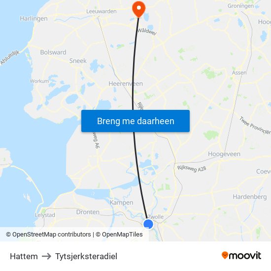 Hattem to Tytsjerksteradiel map