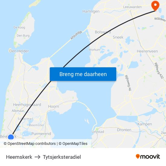 Heemskerk to Tytsjerksteradiel map