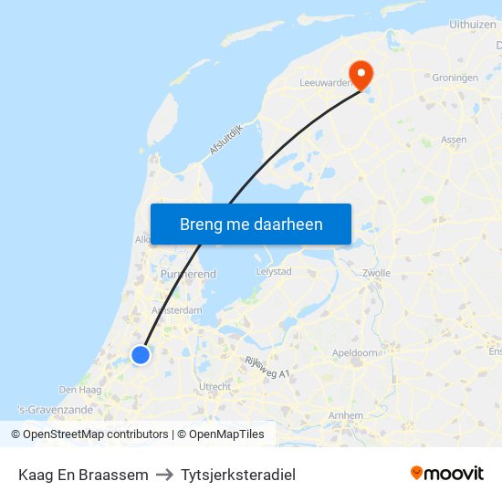 Kaag En Braassem to Tytsjerksteradiel map