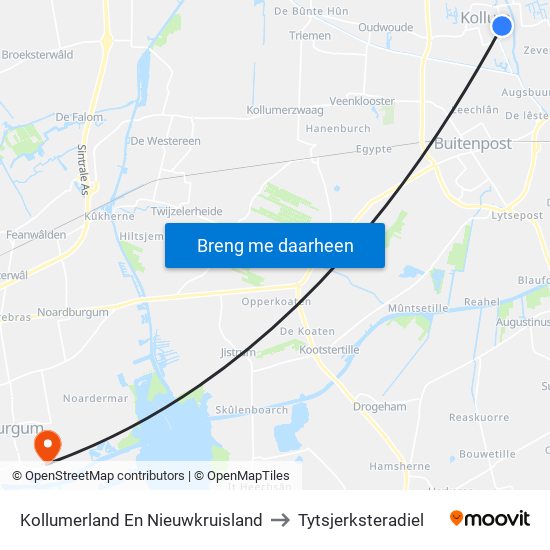 Kollumerland En Nieuwkruisland to Tytsjerksteradiel map