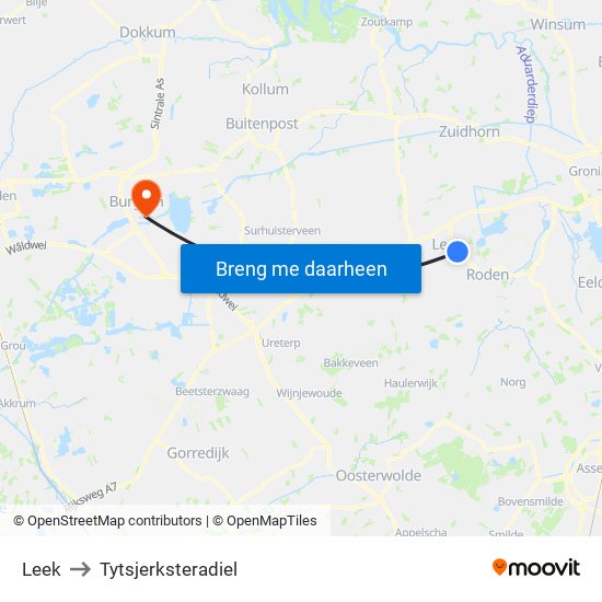 Leek to Tytsjerksteradiel map