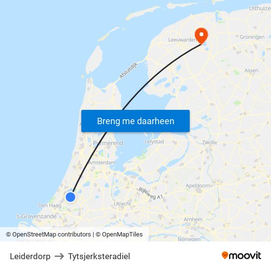 Leiderdorp to Tytsjerksteradiel map