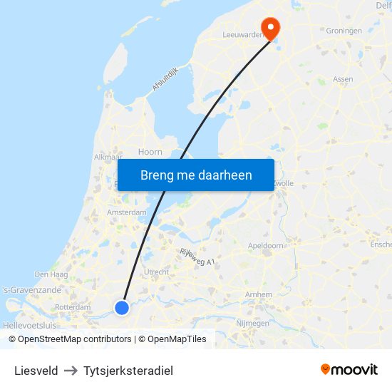 Liesveld to Tytsjerksteradiel map