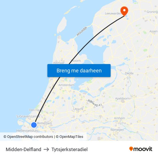 Midden-Delfland to Tytsjerksteradiel map